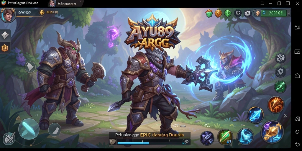 Gameplay seru AYU89 dengan pertarungan epik dan dunia yang luas.