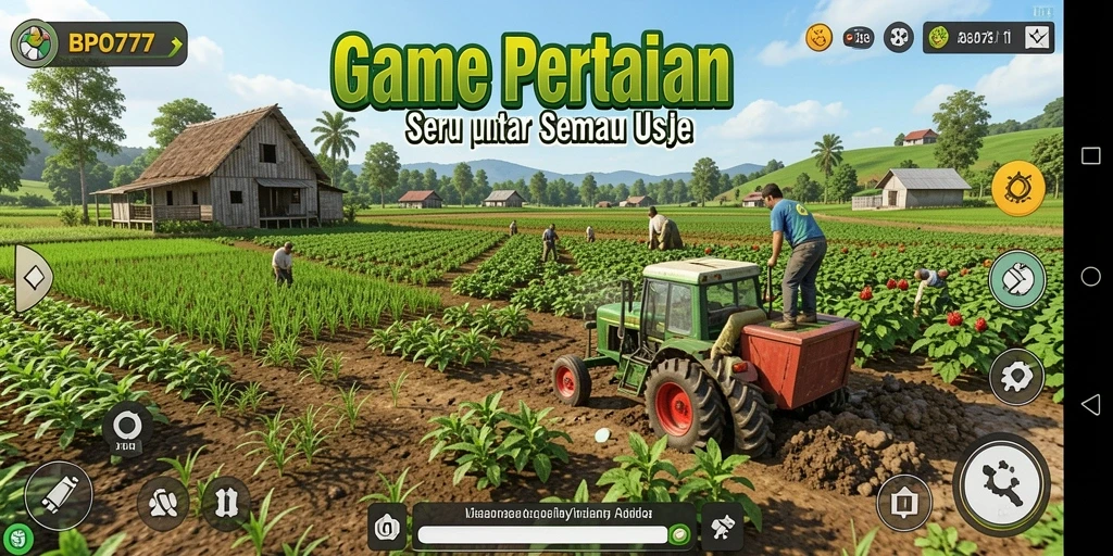 Screenshot gameplay BPO777 yang menunjukkan aktivitas bercocok tanam.