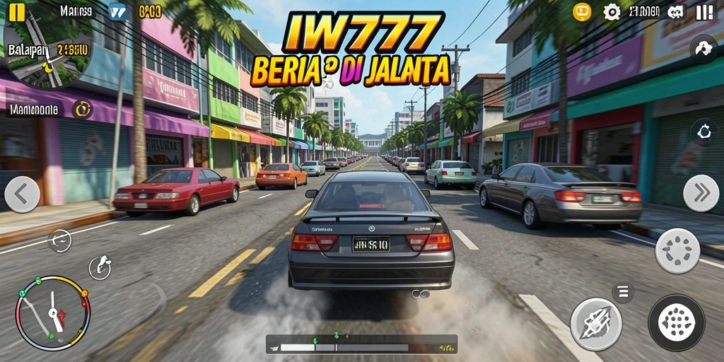 Tangkapan layar menampilkan aksi balapan cepat di IW777.
