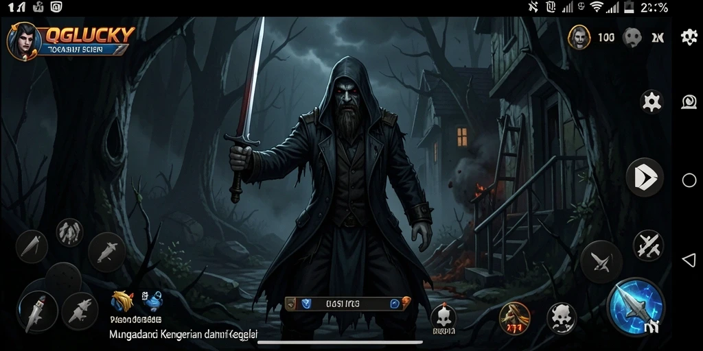 Tampilan gameplay seram dari QGLUCKY yang menghadirkan momen mendebarkan.