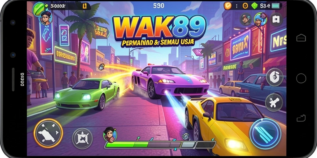 Tangkapan layar utama menampilkan aksi gameplay Arcade WAK89 yang menarik.
